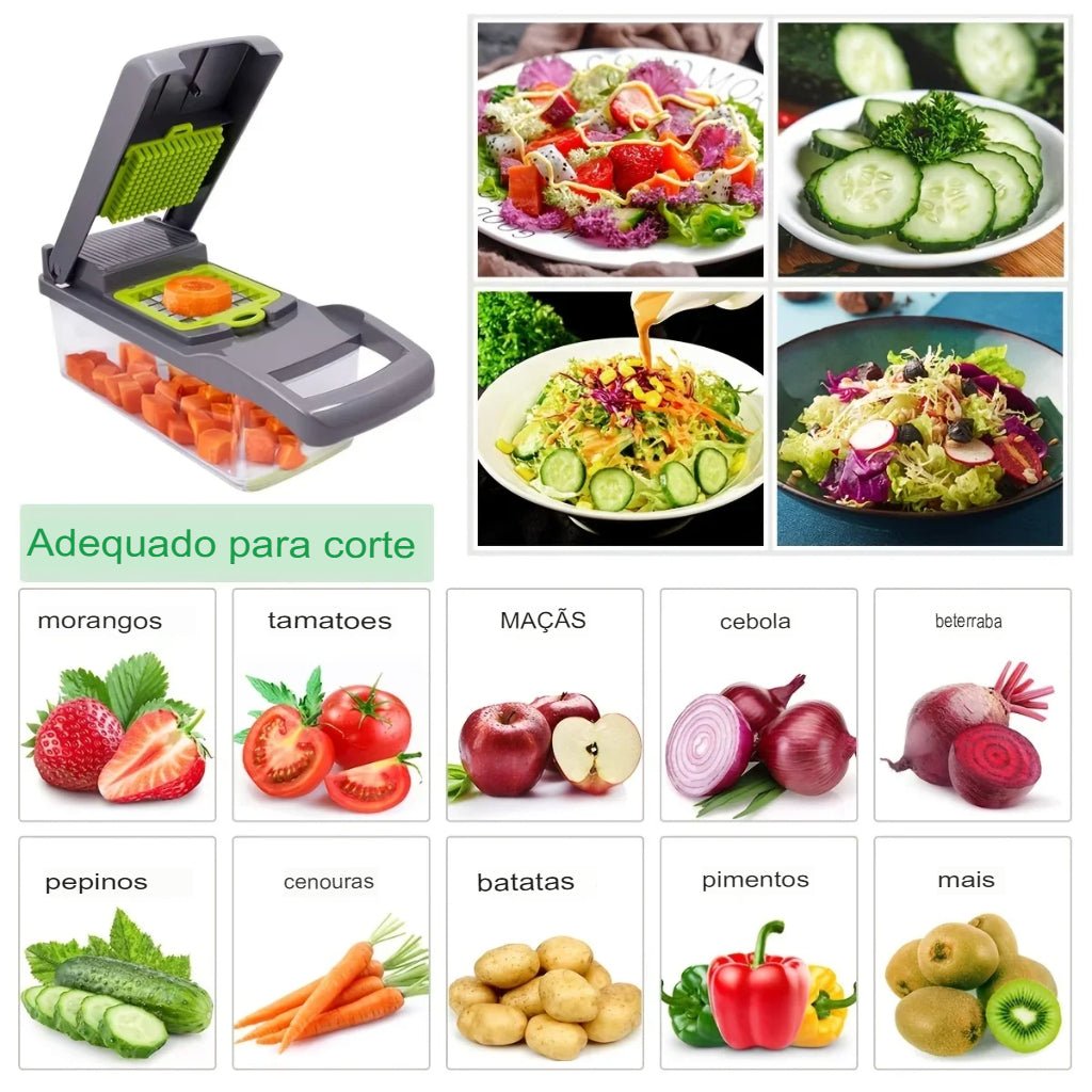 ChefMax 16X - Cortadora multifunción de frutas y verduras 16 piezas